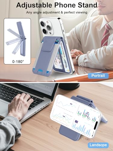 for MagSafe Wallet Works with Apple Find My, Strongest Magnetic Wallet - color: Lavender