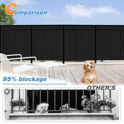 TANG 3' x 25' Balcony Privacy Screen Fence for Apartment Deck Railing, 200GSM Heavy Duty Block Outdoor Privacy Fencing Cover for Patio Porch Backyard Screens, Black