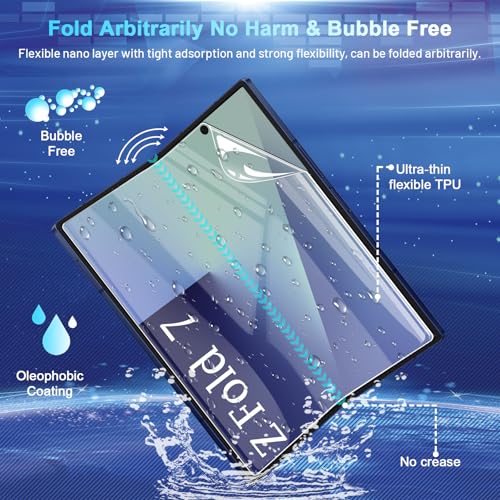 [2Set 6PCS] Screen Protector Compatible with Galaxy Z Fold 7 5G - 2 Inner TPU Film + 2 Outer Tempered Glass + 2 Camera Lens Protectors with Positional Mouting Frame, Bubble Free