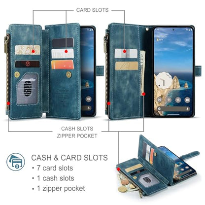 Google Pixel 10a 5G Wallet Case with Card Holder,Blue - color: Blue, size: Pixel 10a 6.3 Inch