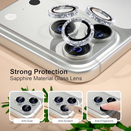 iPhone 17/16/15/14 Pro Max/Pro Camera Lens Protector Glitter - color: Glitter Silver