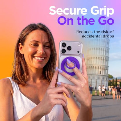 FELONY CASE - Purple MagSafe Ring Grip and Stand - Version 2.0 - Improved Stronger Magnet, Magnetic Phone Ring Holder for MagSafe Compatible iPhone 17, 16, 15, 14, 13,12, Pro, Pro Max- Drop Protection - color: Purple