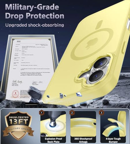 Newfuture Magnetic for iPhone 17 Case Matte Shockproof, Yellow | Military Drop Protection, Slim Matte Anti-Fingerprint, Compatible with Magsafe, Camera Guard, Translucent Protective Cover - color: Yellow, size: iPhone 17 6.3 inch