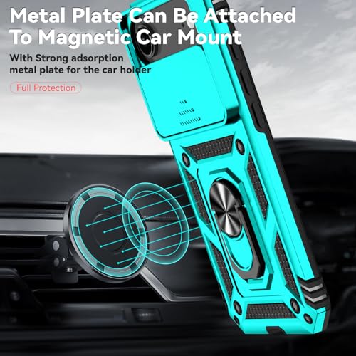 for iPhone Air Case, with Slide Camera Cover HD Screen Protector [Military Grade 16ft. Drop Tested] Ring Holder Kickstand Protective Phone Case for Apple iPhone Air 2025, Mint - color: Mint w/ Slide Camera 2nd gen. Military Grade