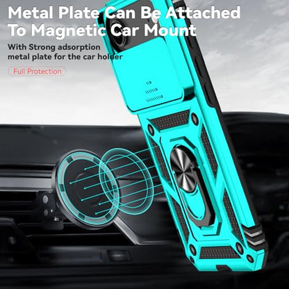 for iPhone Air Case, with Slide Camera Cover HD Screen Protector [Military Grade 16ft. Drop Tested] Ring Holder Kickstand Protective Phone Case for Apple iPhone Air 2025, Mint - color: Mint w/ Slide Camera 2nd gen. Military Grade