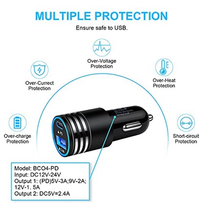 USB C Car Charger Fast Charging for iPhone 17e/16e/17 Pro Max16/15/Pro/Max