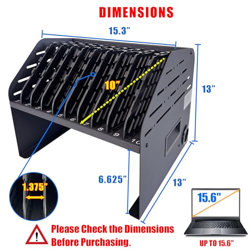 10-Device Laptop & Tablet Charging Station with 6 AC & 4 USB - size: 10-Device