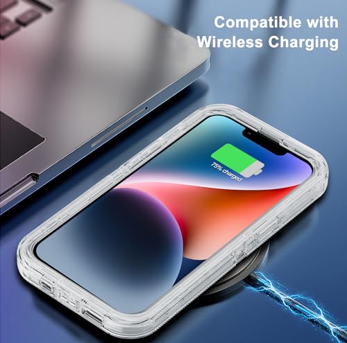 for iPhone 14 Clear Case with 2 Screen Protector,[Not Yellowing] Military Grade Drop Protection Thick Anti-Fall Transparent Heavy Duty Shockproof Phone Cover for Apple iPhone 14 6.1" (Clear) - color: Clear