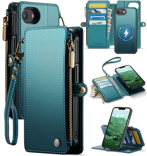 for iPhone 16E - Phone Case Wallet Magnetic Detachable, Turquoise - color: Turquoise, size: iPhone 16E
