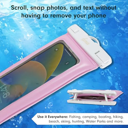 Sonix Waterproof Phone Pouch - Floating Phone Case Dry Bag w/Crossbody Lanyard - Beach Cruise Travel Essentials - Compatible w/All Devices, Touchscreen Friendly | Jelly Pink - color: Jelly Pink