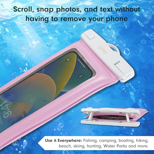 Sonix Waterproof Phone Pouch - Floating Phone Case Dry Bag w/Crossbody Lanyard - Beach Cruise Travel Essentials - Compatible w/All Devices, Touchscreen Friendly | Jelly Pink - color: Jelly Pink