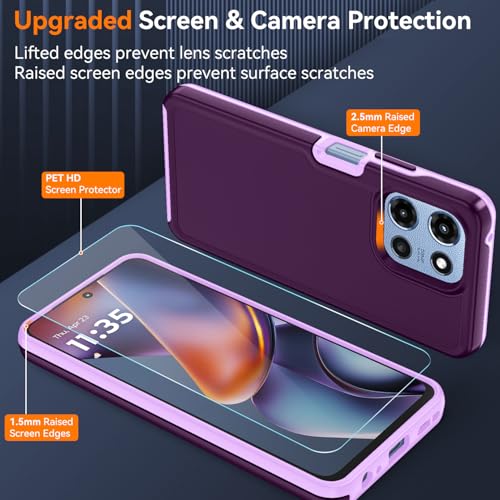 for Motorola Moto G 5G 2025/2026 Case with HD Screen Protector, Moto G Play 2026 Heavy Duty Shockproof Military Grade Full Body Protection Phone Cover (Wine/Pink) - color: Wine/Pink