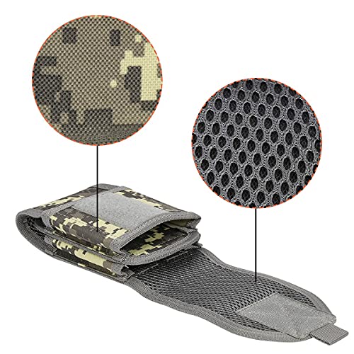 Double Capacity Phone Holster, Tactical Molle Pouch Compact Belt Waist Bag for iPhone 15 Pro Max/15/14 Plus/14/13 Pro Max/12/11/XS Max, Size Large - color: Camouflage Digital Grey