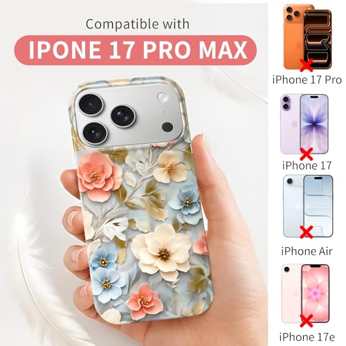 Case Compatible with iPhone 17 Pro Max, 2025 Anti-Yellow Ultra Transparent Soft TPU Phone Case, Shockproof Anti-Slip Slim Lightweight Full Coverage Protective (Flowers 1) - color: Flowers 1