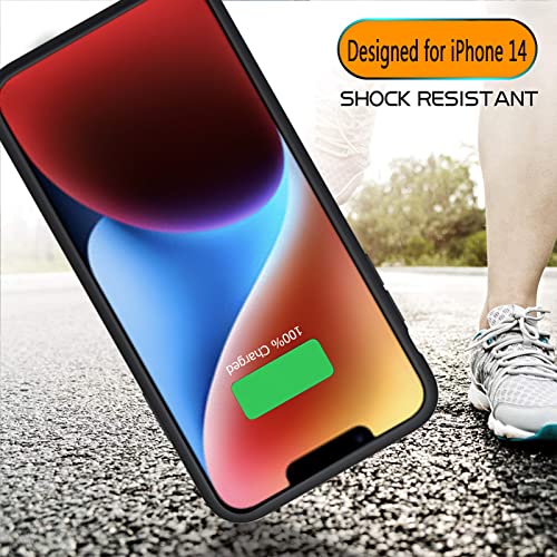 Battery Case for iPhone 14, Full Encircle 7000mAh Ultra-Slim Rechargeable Smart Portable Charging Cover Extended Battery Pack Compatible with iPhone 14 (6.1 inch) Charger Case Support Carplay-Black