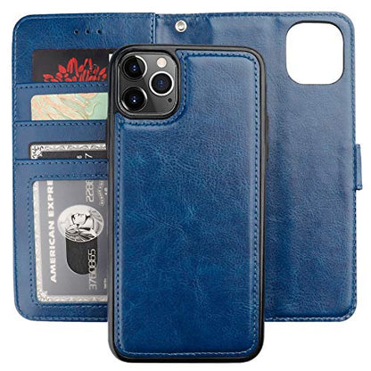 Bocasal Detachable Wallet Case Card Holder for iPhone 11 Pro Max Blue - color: Blue