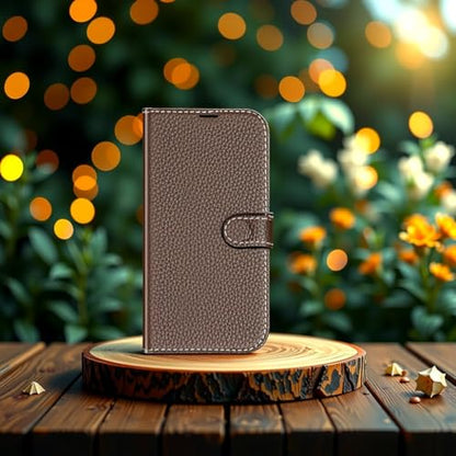 Genuine Leather Wallet Case for iPhone 16 Pro 6.3", Gray Brown | 2-in-1 Magnetic Detachable, Shockproof, Flip Folio with Card Slot, RFID Blocking - color: Gray Brown, size: 16 Pro 6.3‘’