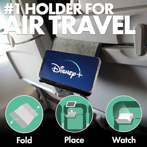 Flight Flap Airplane Phone Holder - Foldable Phone Stand for Plane Travel - color: Tweed, size: Large