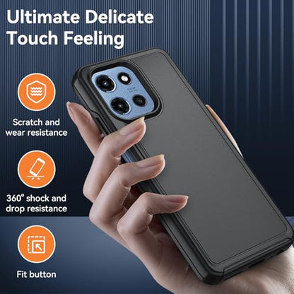 for Motorola Moto G 5G 2025/2026 Case with HD Screen Protector, Moto G Play 2026 Heavy Duty Shockproof Military Grade Full Body Protection Phone Cover (Black) - color: Black