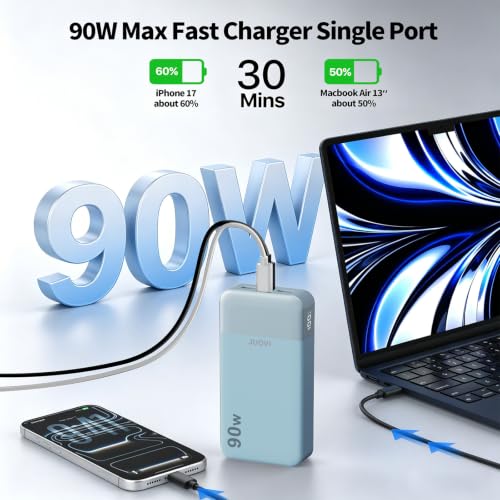 JUOVI Laptop Power Bank 90W 20000mAh Portable Charger - color: Blue