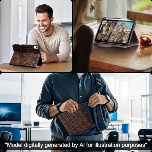 Gexmil Premium Leather Case for iPad mini 7 (A17 Pro) 2024 / iPad mini 6 Generation 2021 8.3 Inch,Pencil Holder, Magnetic Closure,Shockproof Cowhide Cover,Adjustable Stand,Buffalo Brown - color: Buffalo Brown