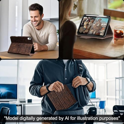 Gexmil Premium Leather Case for iPad mini 7 (A17 Pro) 2024 / iPad mini 6 Generation 2021 8.3 Inch,Pencil Holder, Magnetic Closure,Shockproof Cowhide Cover,Adjustable Stand,Buffalo Brown - color: Buffalo Brown