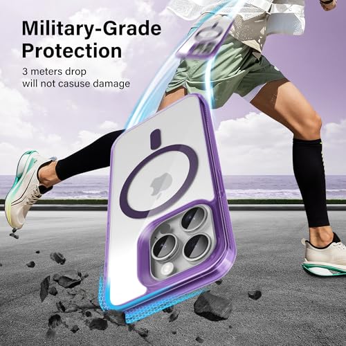Supdeal Magnetic Clear Case for iPhone 13 Pro, [Compatible with MagSafe] [Non Slip Bumper & Not Yellowing] Military Grade Shockproof Transparent Silicone Phone Cover, 6.1", Purple - color: Purple, size: iPhone 13 Pro