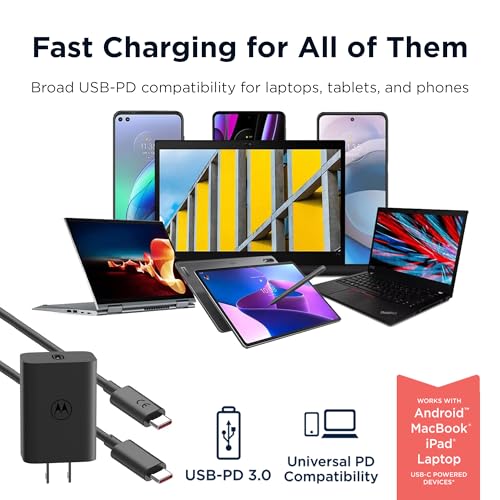 Motorola TurboPower 68W USB-C Wall Charger + 3.3ft 6.5 Amp Cable - size: 68W