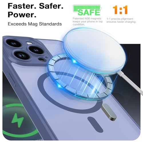 Magnetic Case for iPhone 13 Pro 6.1-Inch, [Compatible with Magsafe][Full Camera Protection] Ultra Slim Translucent Matte Shockproof Protection Phone Cover-Lavender Grey - color: Lavender Grey, size: iPhone 13 Pro