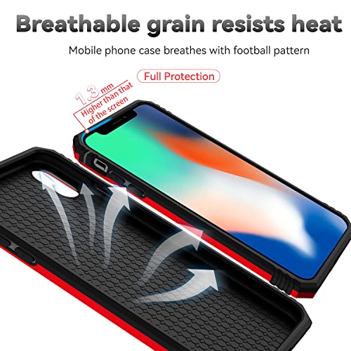 for iPhone Xs Max Case with Camera Lens Cover HD Screen Protector, Dual Layer Military Grade Drop Protection Magnetic Ring Holder Kickstand Protective Phone Case for iPhone Xs Max 6.5 inch (Red) - color: Red with camera cover Military-Grade 2nd gen