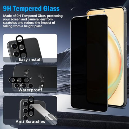 Slanku Privacy Tempered Glass for Samsung Galaxy S23 Plus Screen Protector - size: samsung s23 plus