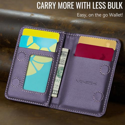 Vinich for MagSafe Wallet Magnetic RFID Blocking Card Holder, Purple - color: Purple