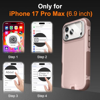 Follaroma for iPhone 17 Pro Max Case with Stand,Built-in Camera Cover,Compatible with MagSafe,Heavy Duty Shockproof Protection Phone Case,Anti-Drop,Magnetic Dual Layer Protective Cover,6.9"Light Brown - color: Brown Pink, size: iPhone 17 Pro Max 6.9''