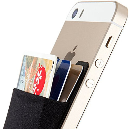 Sinjimoru Basic Cell Phone Wallet Stick on, Card Holder for Back of Phone Working as Adhesive Stretchy iPhone Wallet. Sinji Pouch Basic 2 Black - color: Black