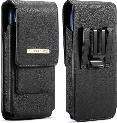 Holster for iPhone 17 Pro Max, Galaxy S26 Ultra S25 Ultra S24 Ultra S23 Ultra Note S22 Ultra, Premium Leather Pouch with Belt Clip Phone Holster Belt Case(Black, X-Large) - color: Black, size: X-Large