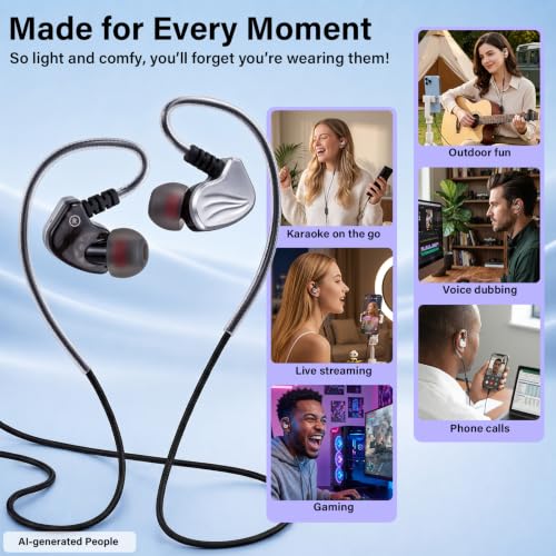 Online Karaoke Headset w/Mic & Voice Changer Sound Effects for TikTok Live - color: In-Ear (Black)