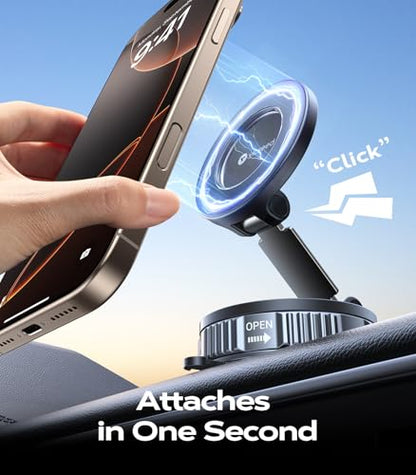 VICSEED Upgraded Car Phone Holder for Magsafe Car Mount [Strongest Suction] - color: Translucent Black
