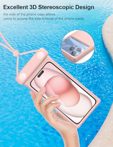 wellhouse Waterproof Phone Pouch, Waterproof Phone Case for iPhone 17 16 15 14 Pro Max XS Samsung, IPX8 3D Cellphone Dry Bag Beach Essentials -2 Pack- Duke Black & Pink7.0 - color: 2 Pack-Duke Black & Pink