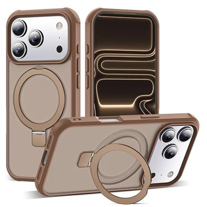 SKYLMW Compatible with iPhone 17 Pro Case with Stand,Desert Brown | iPhone 17 Pro Phone Case 6.3",Magnetic Ring Stand,Compatible with MagSafe,Military-Grade Protection,Great Grip Feeling - color: Desert Brown, size: Iphone 17 Pro