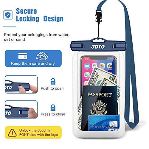 JOTO 2 Pack Floating Waterproof Phone Pouch Up to 7", IPX8 Floatable Underwater Phone Case Cellphone Dry Bag for iPhone 17/Air 16 15 14 13 12 11 Pro Max Xs Max XR X 8 7 Plus SE/Galaxy S24 S23 -Navy - color: Navy