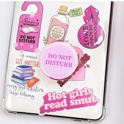 Cute Donot Disturb Expandable Collapsible Grip, for with Kindle E-Readers, iPhones and Smartphones,Rotating Folding Elastic Base, A Gift for Book Lover - color: DO NOT DISTURB
