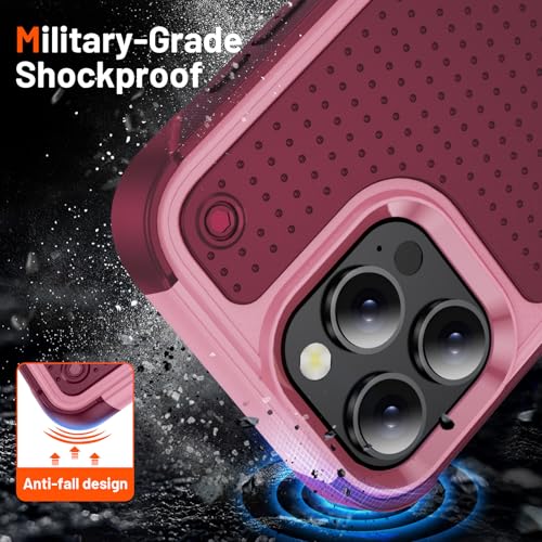 Designed for iPhone 16 Pro Max Case 2 in 1 Gift Militay Grade Drop Protective Rugged Heavy Duty Cover Shockproof Case for iPhone 16 Pro Max Phone Case for Women Men Boy Girl (Pink) - color: Pink
