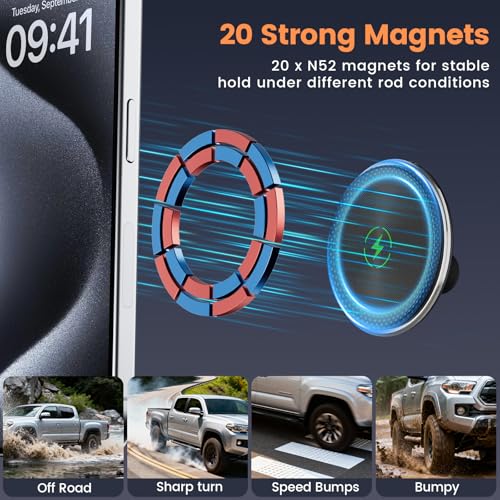 Magnetic Wireless Charger Mount Compatible with Toyota Tacoma 2024-2026 - style: Magnetic Charging