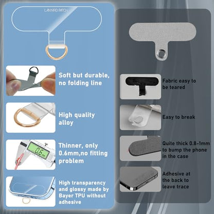 Clear Phone Tether Tab Thinner TPU Phone Lanyard Tab(4*clear) - color: 4*clear