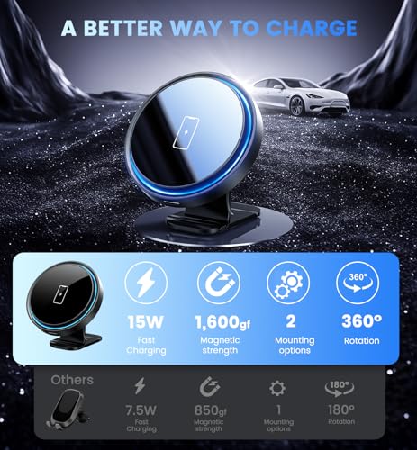3 in 1 Magnetic Car Charger Mount 15W for iPhone 18-12 Pro Max - color: Black2