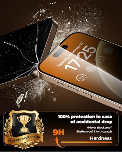 UNBREAKcable Privacy Screen Protector for iPhone 16 Pro, Full Coverage Shatterproof Tempered Glass [True 28°Anti Spy] [9H Hardness] [Easy Installation Frame] 2-Pack Private Screen for iPhone 16 Pro - size: iPhone 16 Pro