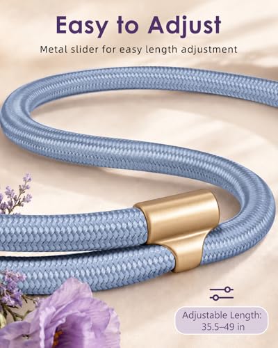 Swooflia Cell Phone Crossbody Lanyard for Women - Adjustable, Lightweight Strap with Tether Tabs for Travel Hiking Hands-Free - color: Wide Shoulder Blue