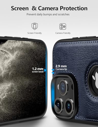WTCASE Magnetic for iPhone 16 Pro Leather Case,Built-in Invisible Stand [Compatible with Magsafe] Protective Slim Kickstand Phone Cover Compatible with iPhone 16 Pro (2024) 6.3" (Blue) - color: Blue, size: iPhone 16 Pro - 6.3"