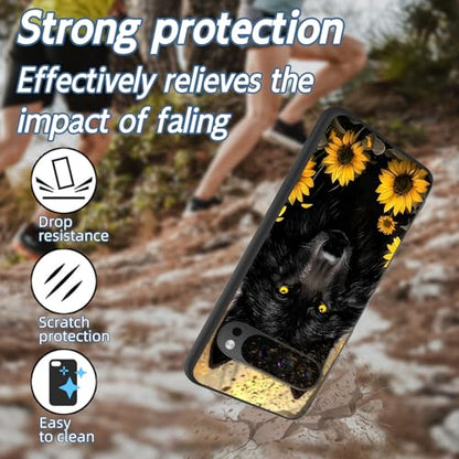 for Google Pixel 9 Pro XL Phone Case, TPU Shockproof Full Body Protection 6.8" Sunflower Wolf Cover for Pixel 9 Pro XL, Lightweight Compatible Wireless Charging, Screen Protector Film - color: Sunflower Wolf