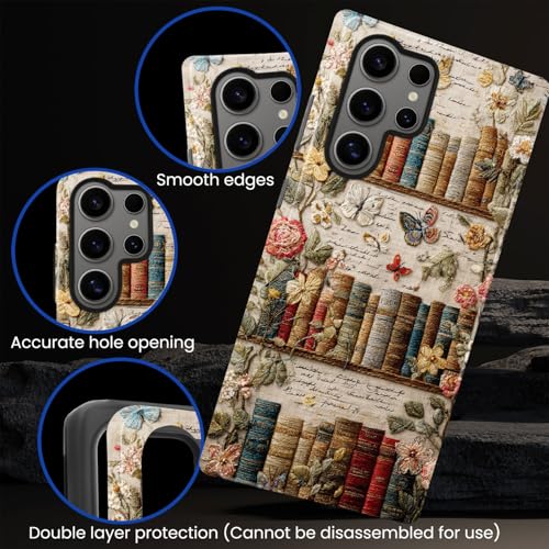 Compatible with Samsung Galaxy S24 Ultra Case,Glossy Case All-Round Protection Shockproof Anti-Scratches TPU Cover,Cases for Man Woman-Antique Bookshelf - color: Antique Bookshelf, size: Galaxy S24 Ultra